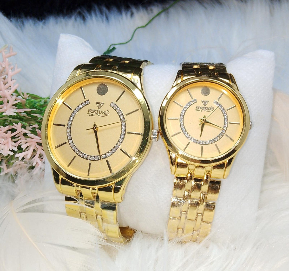 (without box )  FORTUNE TIME COUPLE WATCHES ValueKartPk