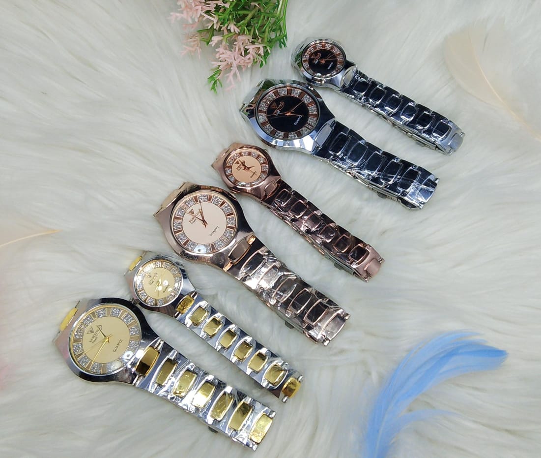 (without box ) Luxury Stainless FORTUNE TIME COUPLE WATCHES ValueKartPk