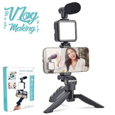 Vlogger video making Kits Vlog Microphone LED Fill Light Mini Tripod mobile holder ValueKartPk