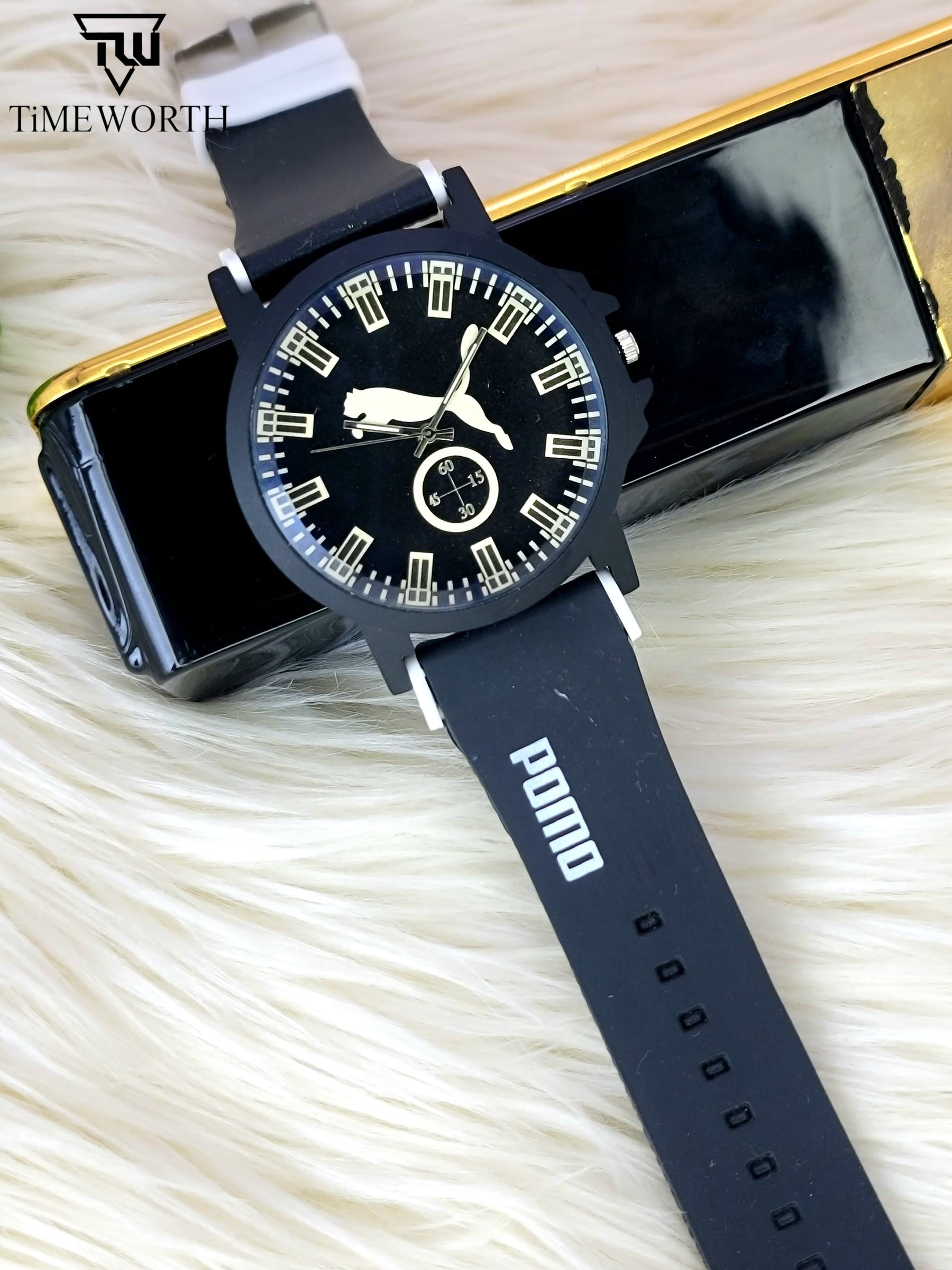 (without box) Rubber puma Strap Analog Watch For Men / Watch For Boys ValueKartPk