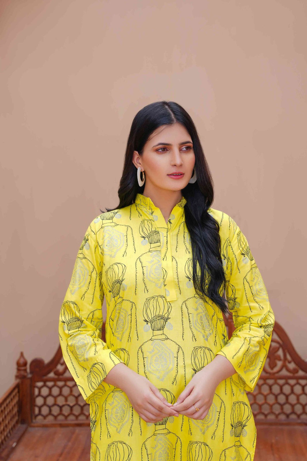 (yellow)ETHINIC BRAND TWO PIECE SUITS (Premium Lilen) ValueKartPk