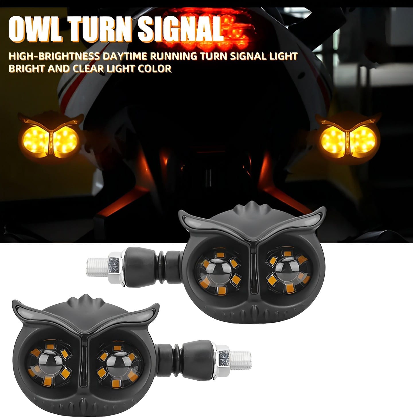 Pack of 4 pcs Owl Style Dual Color Motorcycle Driving Headlight, Turn Signals Light, Fog Lamp for all bikes (Random Color) ValueKartPk