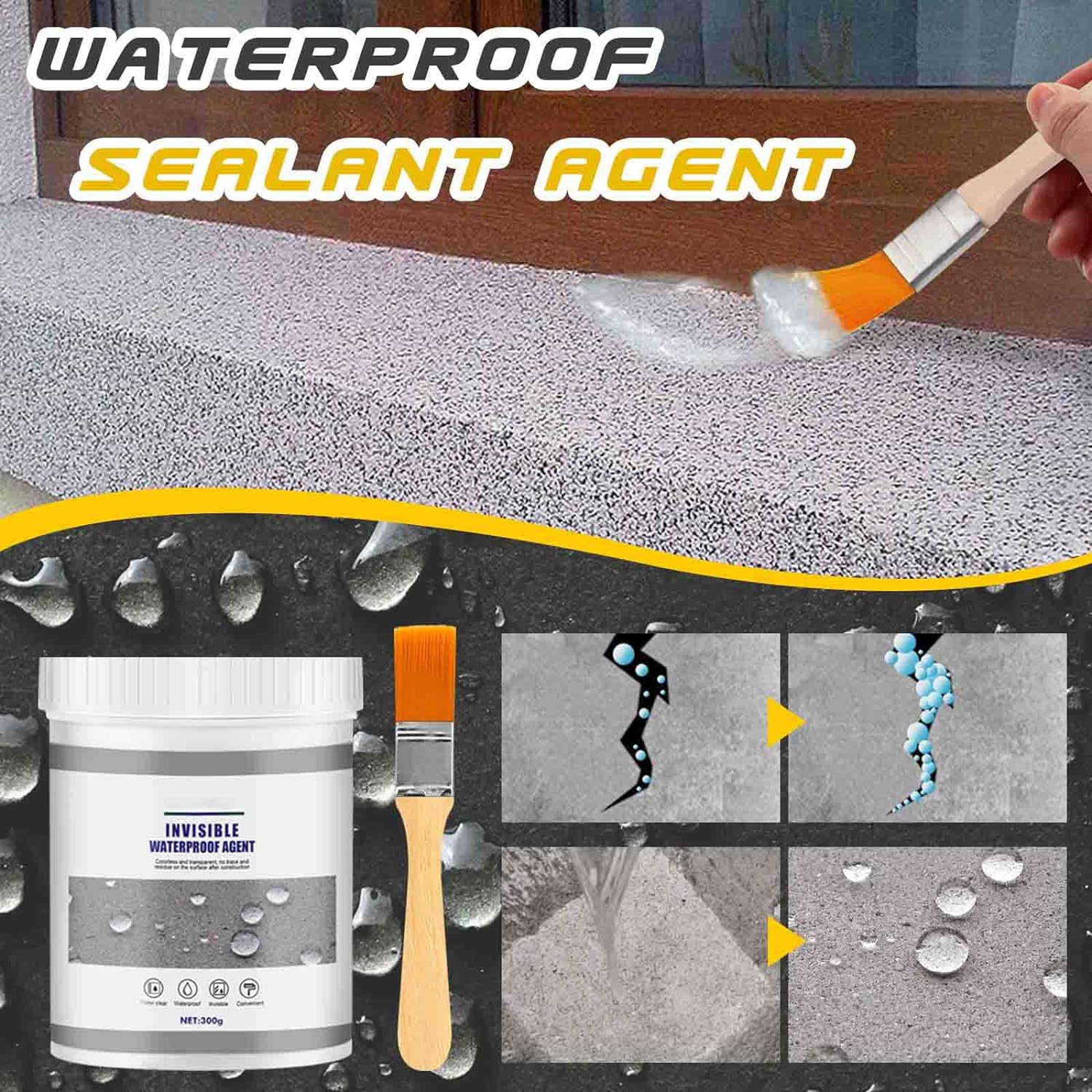 Invisible Waterproof Agent, Super Strong Invisible Waterproof Anti-leakage Agent, Instant Repair Waterproof Anti-leakage Agent (with Brush) ValueKartPk