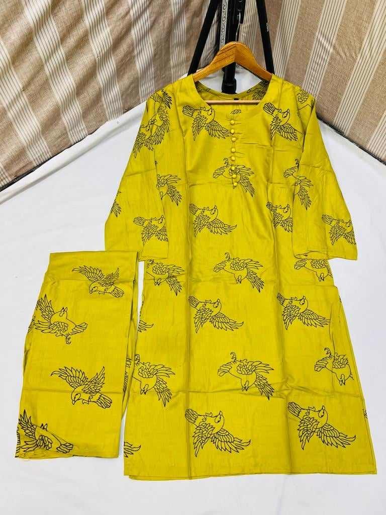 (zinc ) Sparrow Block print Stitched Suits casual wear for girls  (Lilen) ValueKartPk