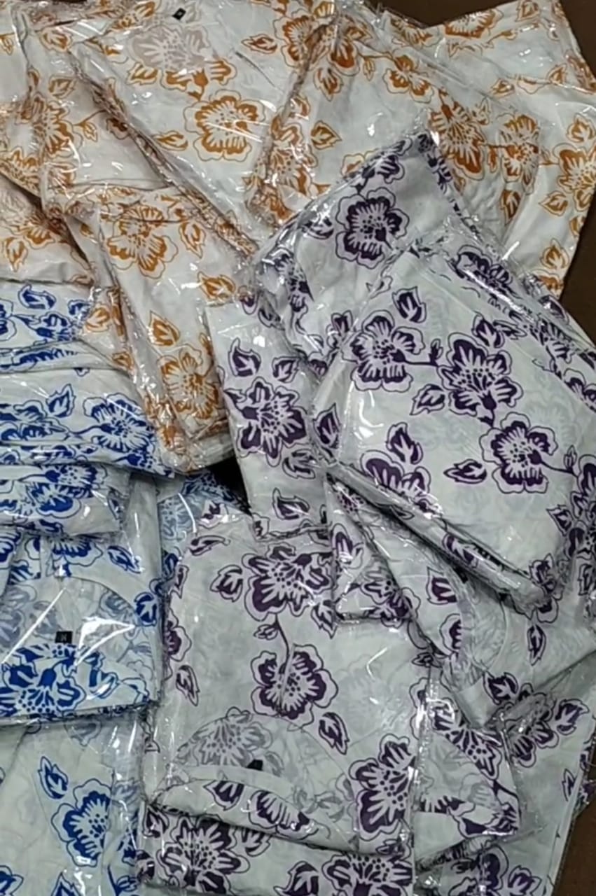 (BLUE)RANGOON🌺 print Stitched Suits casual wear for girls (Summer Lilen) ValueKartPk