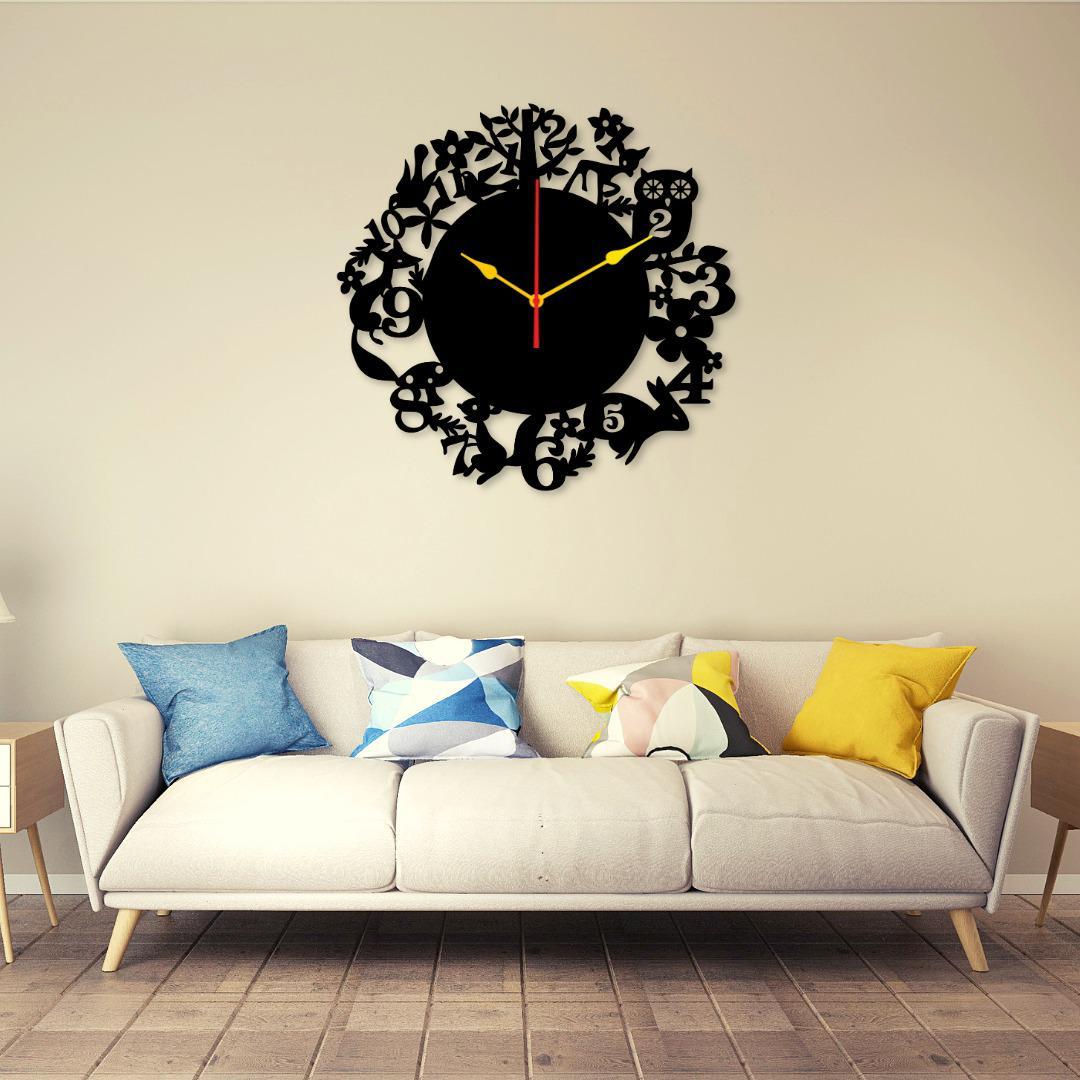 Jungle dial 12x12  Wall Clock I Wall clocks for bedroom I Quartz Watch DIY Design  black color ValueKartPk