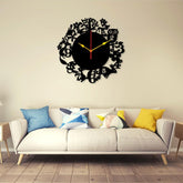 Jungle dial 12x12  Wall Clock I Wall clocks for bedroom I Quartz Watch DIY Design  black color ValueKartPk