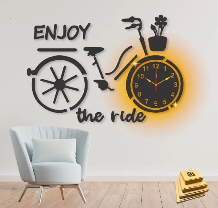 3d wall clock bicycle style Wooden Clock ValueKartPk