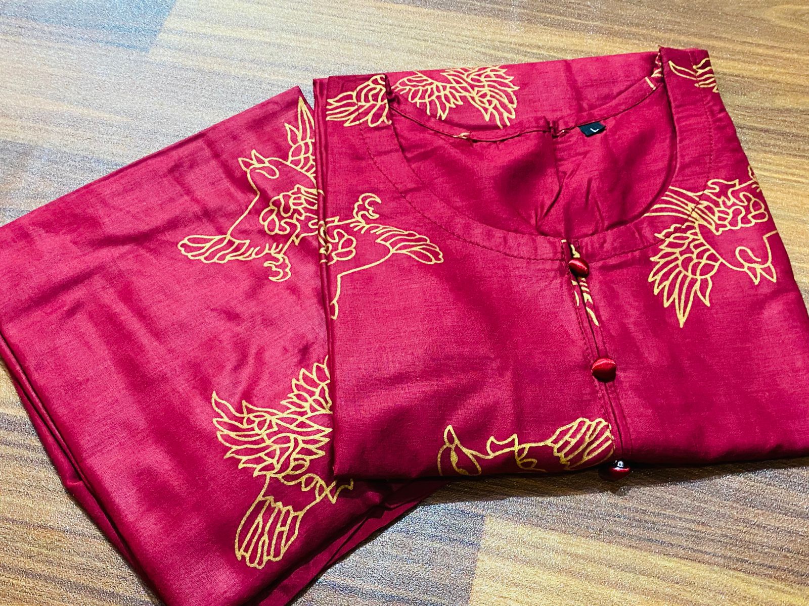 ( Mahroon  ) Sparrow Block print Stitched Suits casual wear for girls  (Lilen) ValueKartPk