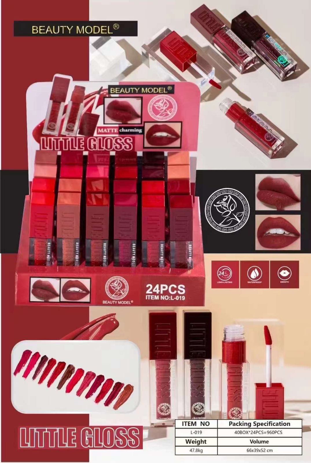 24 Pcs Pack BEAUTY MODEL Matte Charming little Gloss ValueKartPk