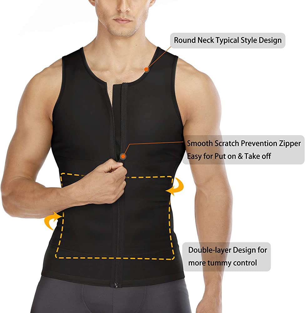 Hot Shapers Slimming Shirt Zipper Body Shaper Instead Slim Shirt For Men Black ValueKartPk