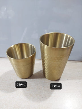 (1pcs)Mishrit Stainless Steel Drinking Glass for Water, Milk Tea Coffee Lassi Glass Tumbler Set, Premium Mirror Finish Silver Glass (Only Golden) ValueKartPk