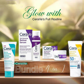 CeraVe 4 in 1 Skincare Kit Night Cream, Sunblock, Cleanser & Serum for Radiant Skin ValueKartPk