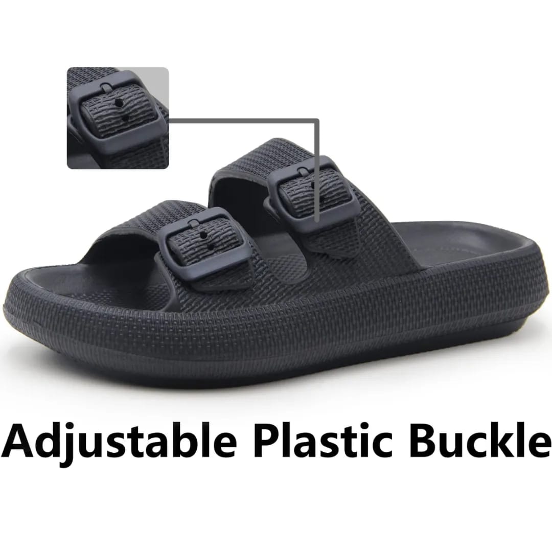 Slippers for Men - Cloud Slides Double Buckle Adjustable ValueKartPk