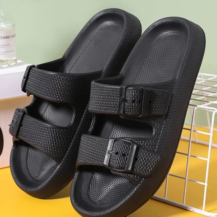 Slippers for Men - Cloud Slides Double Buckle Adjustable ValueKartPk