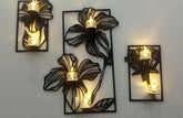 3 pec set Flowers candle holder  Wall decorations MDF material  (Candle not included) ValueKartPk