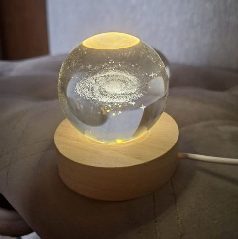 3D Galaxy Space Crystal Ball Night Light with Stand (Warm light) ValueKartPk