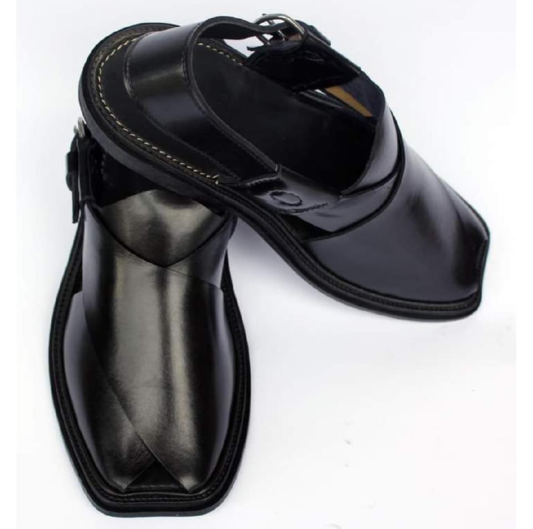 (Black ) Peshawari Traditional Chappal for mens pure leather handemade ValueKartPk