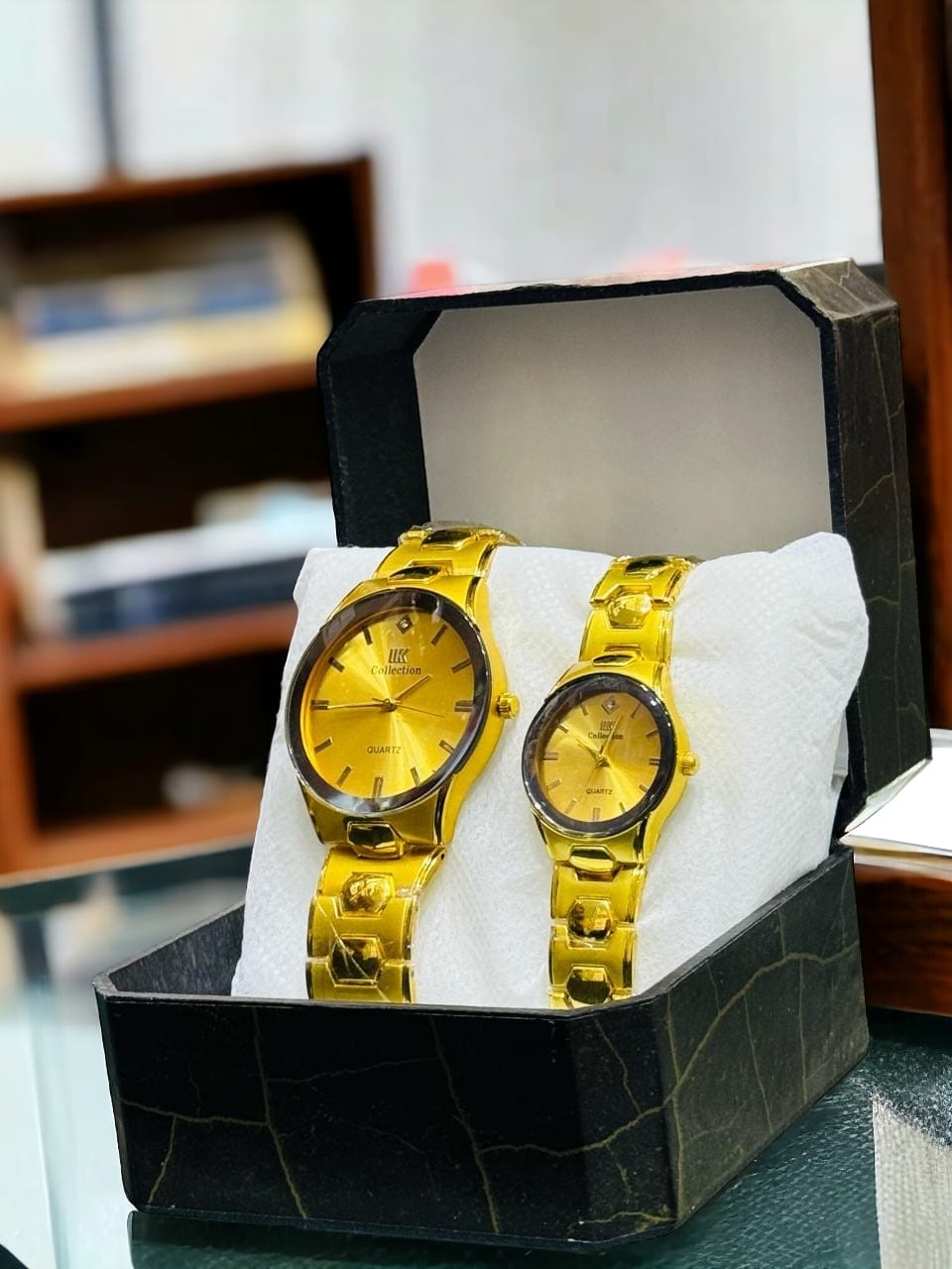 IIK Collection Couple Wrist Watch two tone with black gold | Quartz ValueKartPk