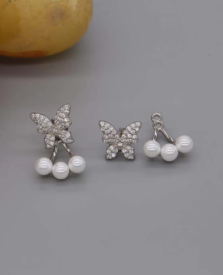 Butterfly Pearl Korean  Earrings For Girls ValueKartPk