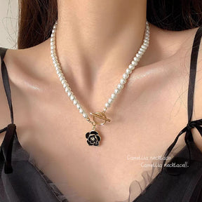 Elegant Korean Camellia Pendant light luxury niche pearl for girls ValueKartPk