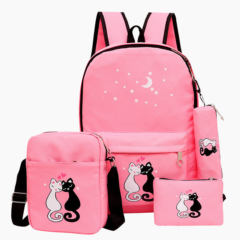 4-Piece School Bag Set/ backpack Children School Bags For Girls Boys Canvas School Bag Fashion Kids ValueKartPk