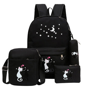 4-Piece School Bag Set/ backpack Children School Bags For Girls Boys Canvas School Bag Fashion Kids ValueKartPk