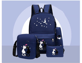 4-Piece School Bag Set/ backpack Children School Bags For Girls Boys Canvas School Bag Fashion Kids ValueKartPk