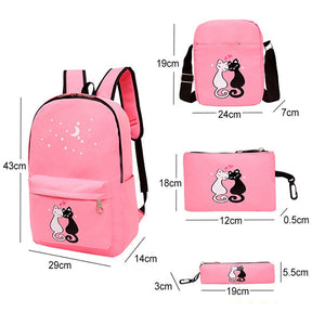 4-Piece School Bag Set/ backpack Children School Bags For Girls Boys Canvas School Bag Fashion Kids ValueKartPk