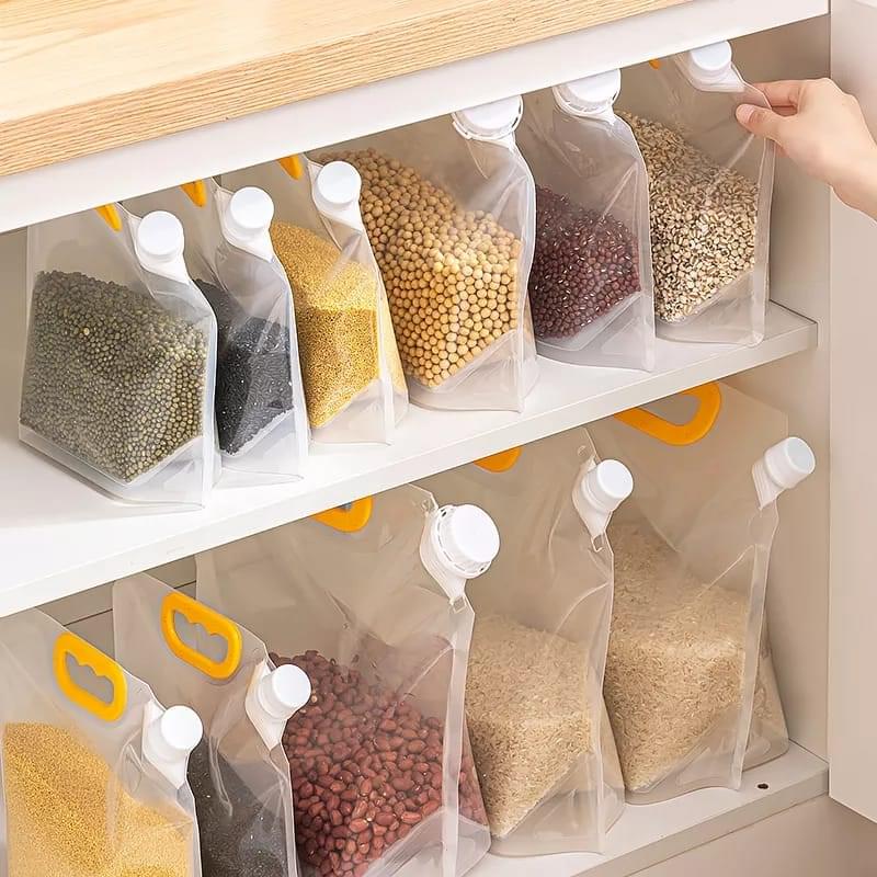 Moisture-Proof Sealed Transparent Food Grain Pouch | Storage Bag for Rice, Flour, cereals, Nuts etc ValueKartPk