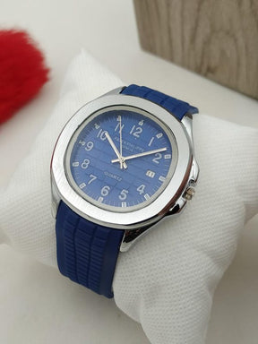 Patek Philippe Geneve Stylish Watch Silicon Strap Silver Dial ValueKartPk