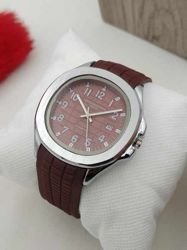 Patek Philippe Geneve Stylish Watch Silicon Strap Silver Dial ValueKartPk