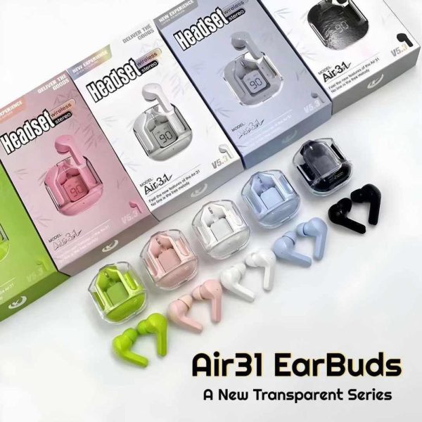 Air31 Earbuds Wireless Crystal Transparent Body | Air 31 Bluetooth Ear Bud ValueKartPk