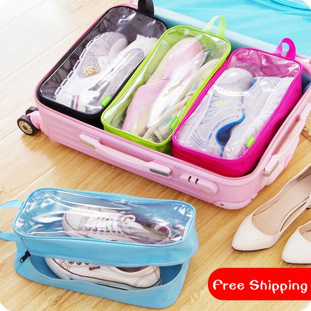 Pack of 4 - Travel Shoes Organizer Storage Bag (Random Color) ValueKartPk