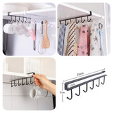 6-Hook Under-the-Shelf Mug Rack Kitchen Hanging Organizer (Random Color) ValueKartPk