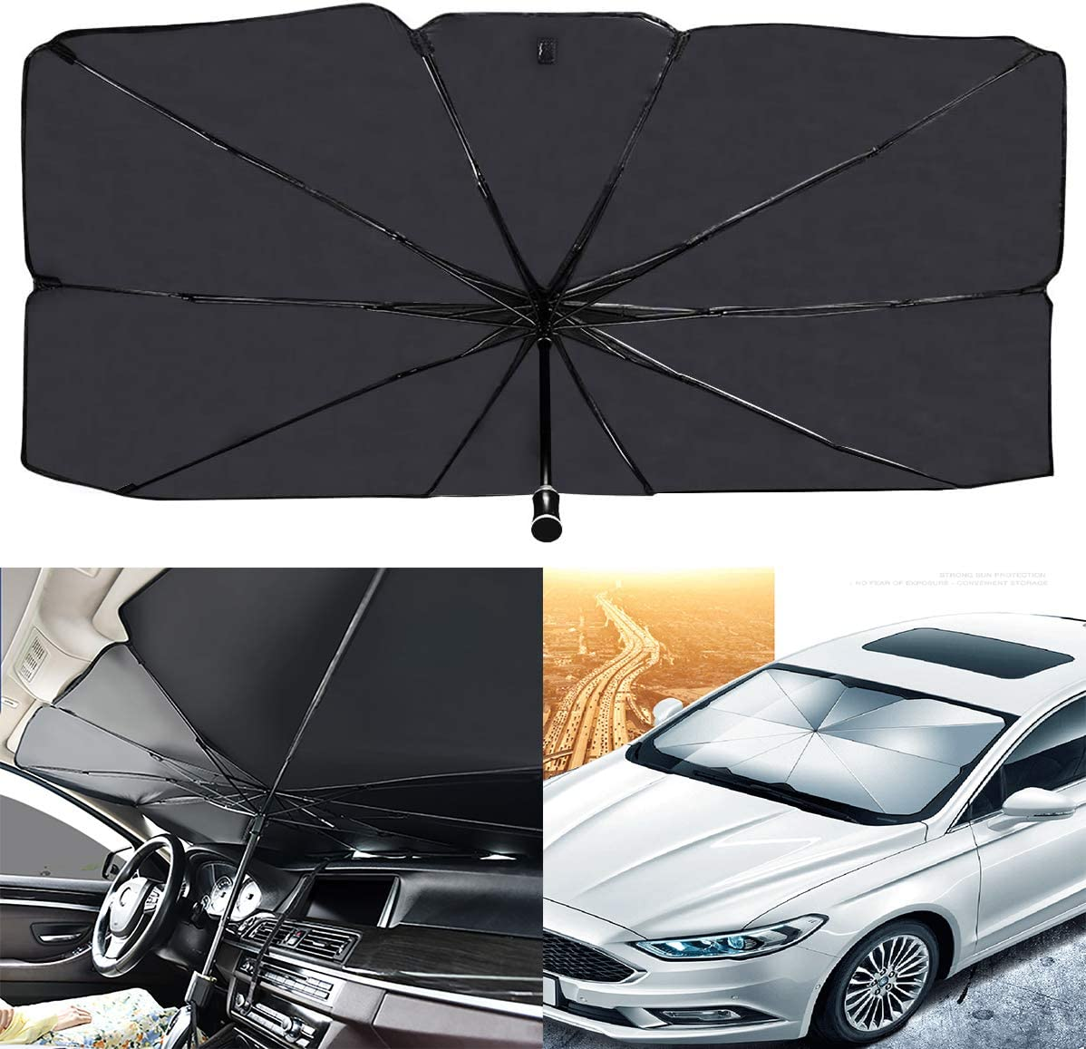 Foldable Car Windshield Umbrellas, Car Windshield Sun Shade Umbrella for Front Windows, Suitable for Windshields of Various Car Models ValueKartPk