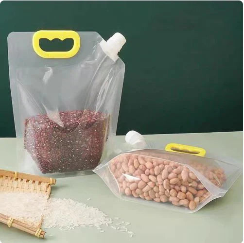 Moisture-Proof Sealed Transparent Food Grain Pouch | Storage Bag for Rice, Flour, cereals, Nuts etc ValueKartPk