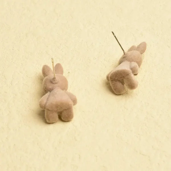 Cute Rabbit Earrings | Korean Style Cartoon Plush Rabbit Bow Earrings For Women Girls – 1 Pair (random Color) ValueKartPk