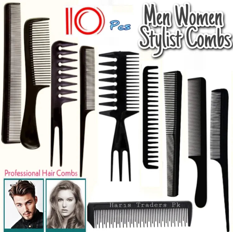 Pack of 10-Professional Hairdressing Combs For Women And Men ValueKartPk