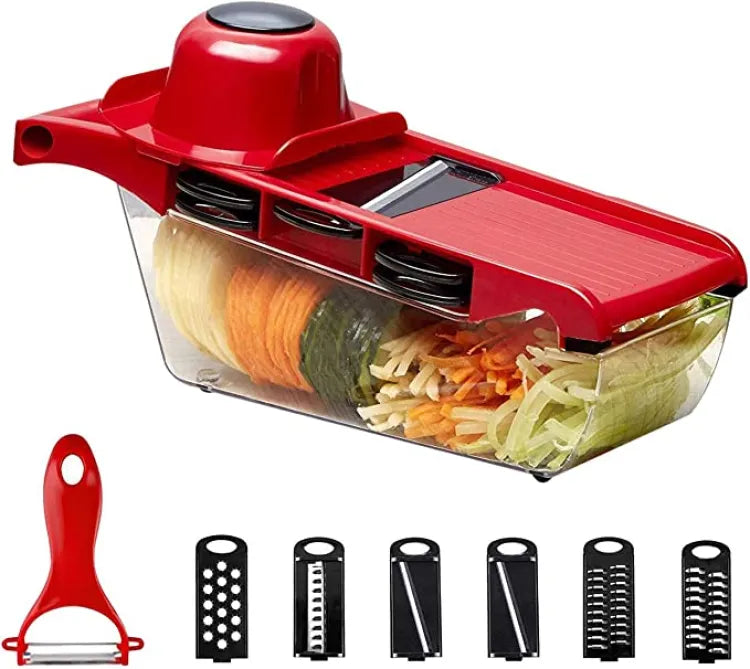 10 in 1 Mandoline Slicer Vegetable Cutter with Stainless Steel Blade Manual Potato Peeler Carrot Cheese Grater Dicer Kitchen Tool ValueKartPk