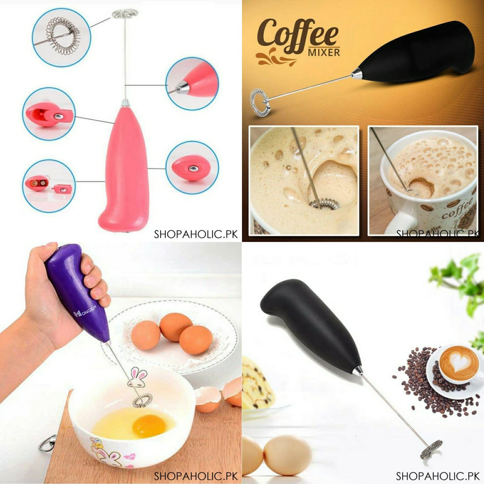 Electric Egg Beater Milk Drink Coffee Whisk Mixer Foamer Mini Handle Stirrer Practical Cooking Tool Kitchen Mini Whisk(random color) ValueKartPk