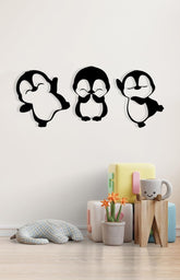 Wall Decoration 3 Cute Penguin 3D Wooden wall Art D9 ValueKartPk