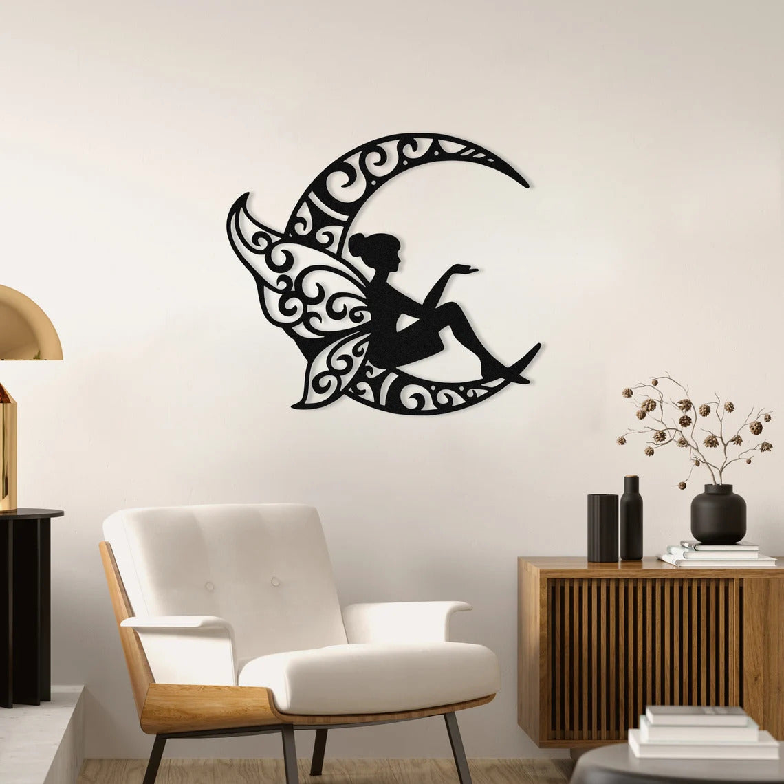 Fairy Moon Wooden Wall Art, Elf Moon Decoration ValueKartPk