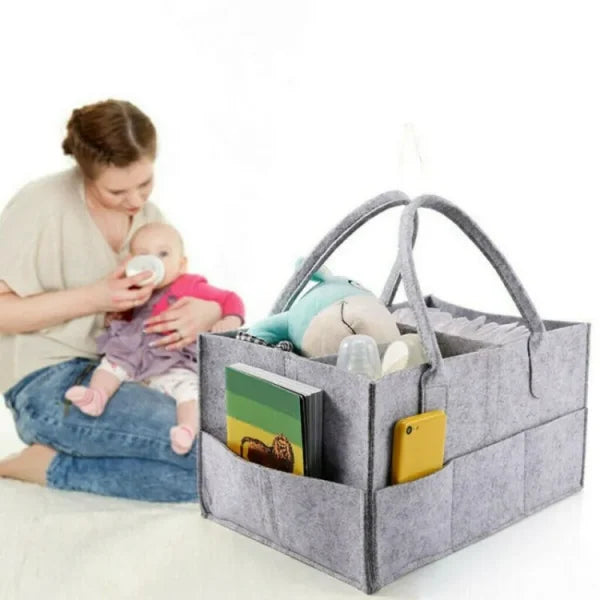 Foldable Baby Diaper Caddy Organizer - Portable Storage Basket - Essential Bag for Nursery, Changing Table and Car - Waterproof Liner Is Great for Storing Diapers, Bottles ValueKartPk