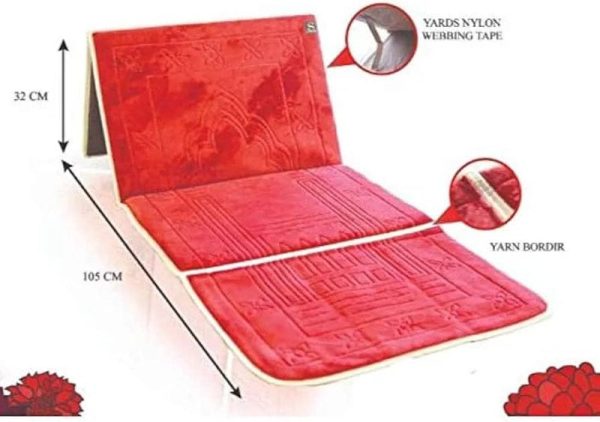 Foldable Prayer Mat And Backrest 2 In 1 ( Jai Namaz / Jae Namaz) (Random Color) ValueKartPk