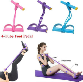 Foot Pedal Resistance Band Elastic Sit-Up Pull Rope Yoga Fitness Gym - Elastic Pull Ropes Tummy Trimmer (Random Colors) ValueKartPk