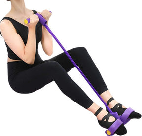 Foot Pedal Resistance Band Elastic Sit-Up Pull Rope Yoga Fitness Gym - Elastic Pull Ropes Tummy Trimmer (Random Colors) ValueKartPk