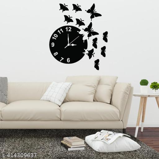 Beautiful Butterfly Wooden Wall Clock 3D Wooden Wall Art , Wall Décor ValueKartPk