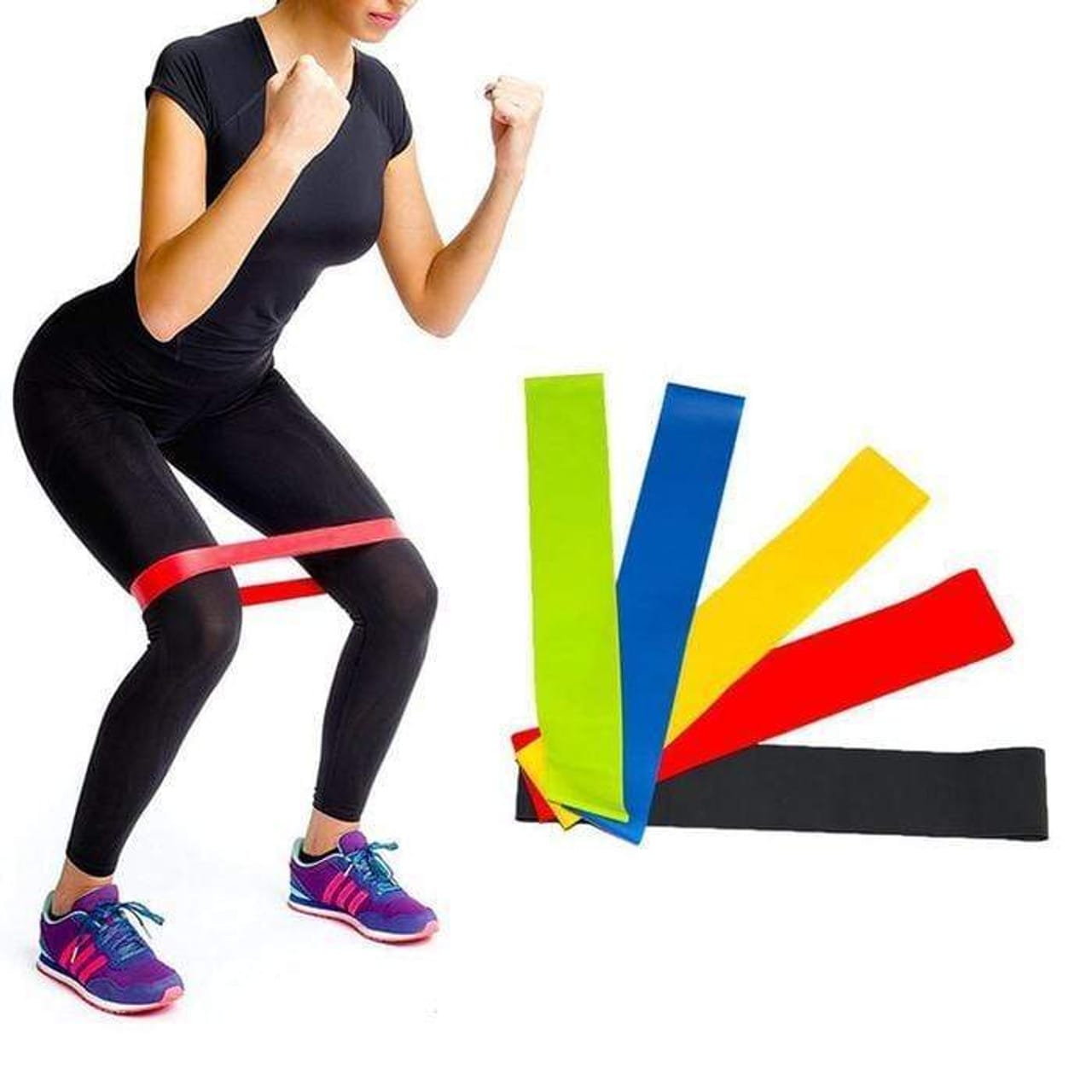 4 PCS PROFESSIONAL RESISTANCE LOOP BANDS SET ELASTIC STRETCH EXERCISE BAND FITNESS FOR MEN &amp; WOMEN YOGA LEGS ARMS THIGHS STRETCHING WORKOUT AND TRAINING ValueKartPk