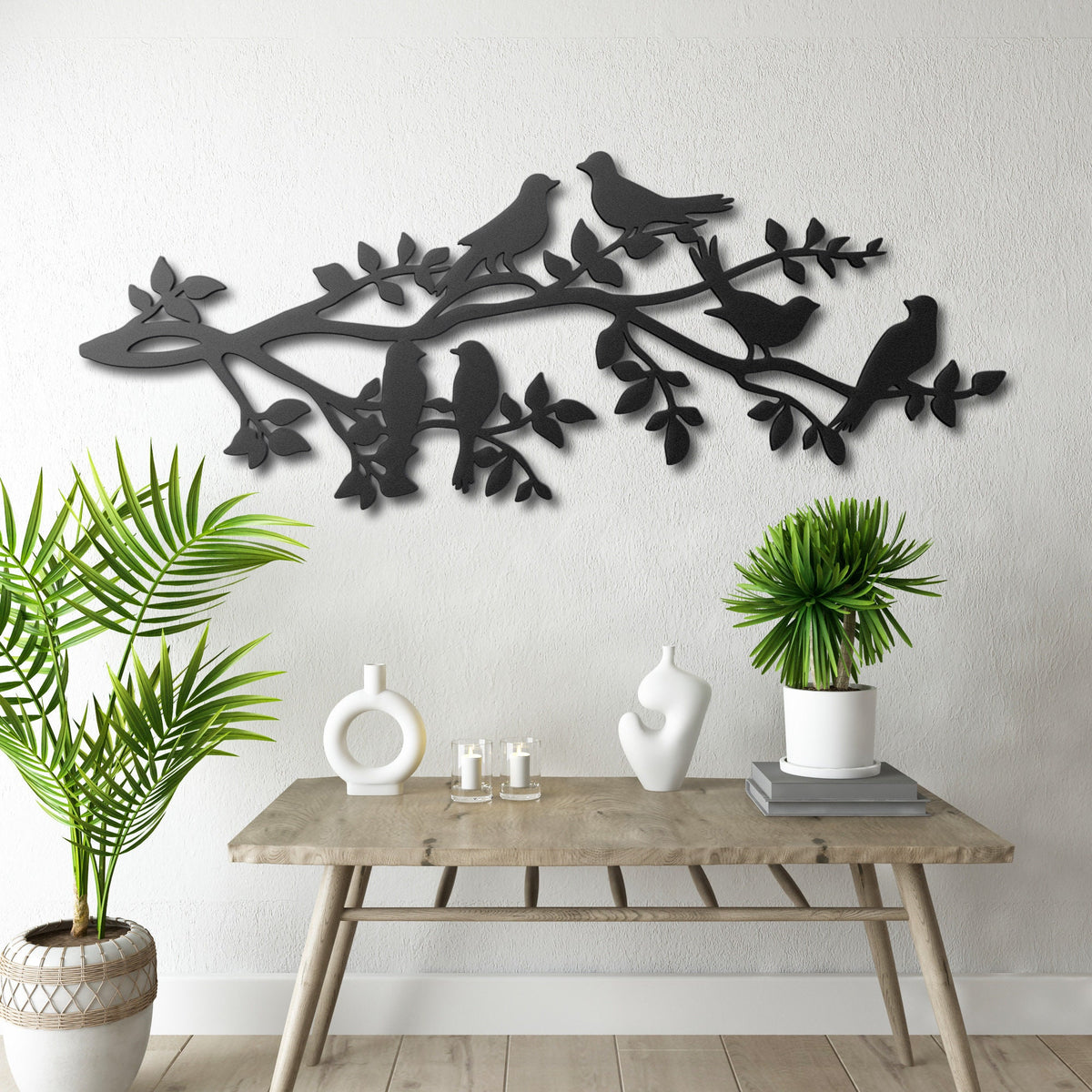 Birds on Branch Wooden Wall Decor, Wooden Birds Wall Art, Birds Sign, Living Room Wall Art, Interior Decoration, Wall Hangings, Birds Art ValueKartPk